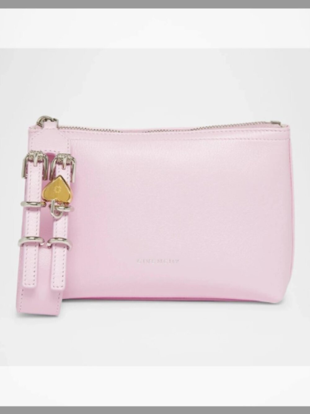 Givenchy Voyou Small Pouch Bag in Leather with Buckle and Heart Lock Wristlet